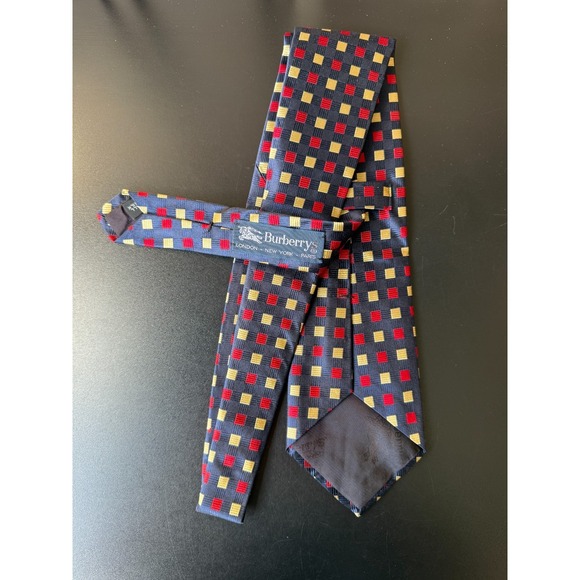 Mens Vintage Burberrys London Classic 100% All Silk Luxury Geometric Tie #4 - Picture 2 of 2